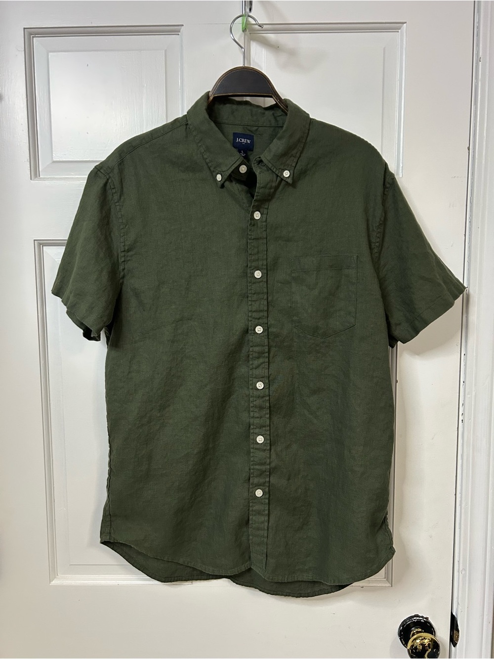 J. Crew Men's Short-Sleeve Button-Down Shirt in Olive